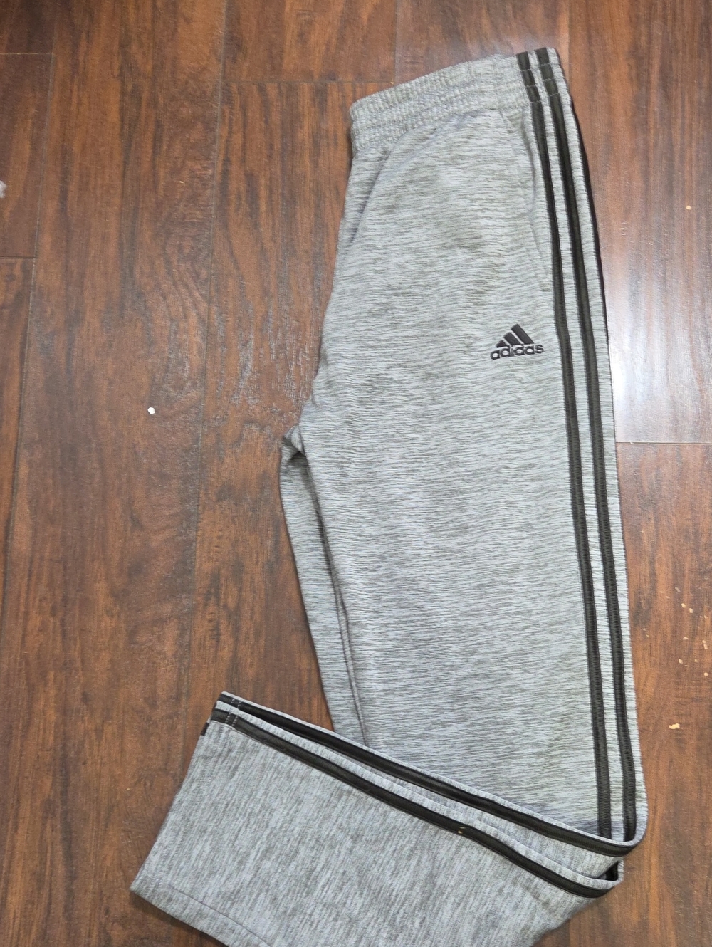 adidas Kids Light Gray Jogger Sweatpants with Black Stripes